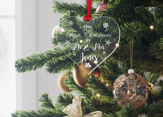 Personalised First Christmas Mr And Mrs Bauble Xmas Just Married Ornament Gift
