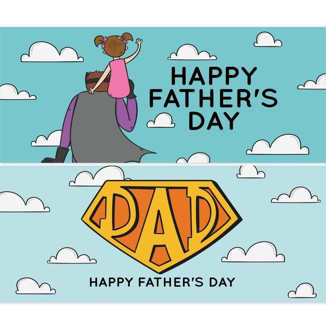 2x Happy Fathers Day Banner Dad Bunting Celebration Party Decorations Posters