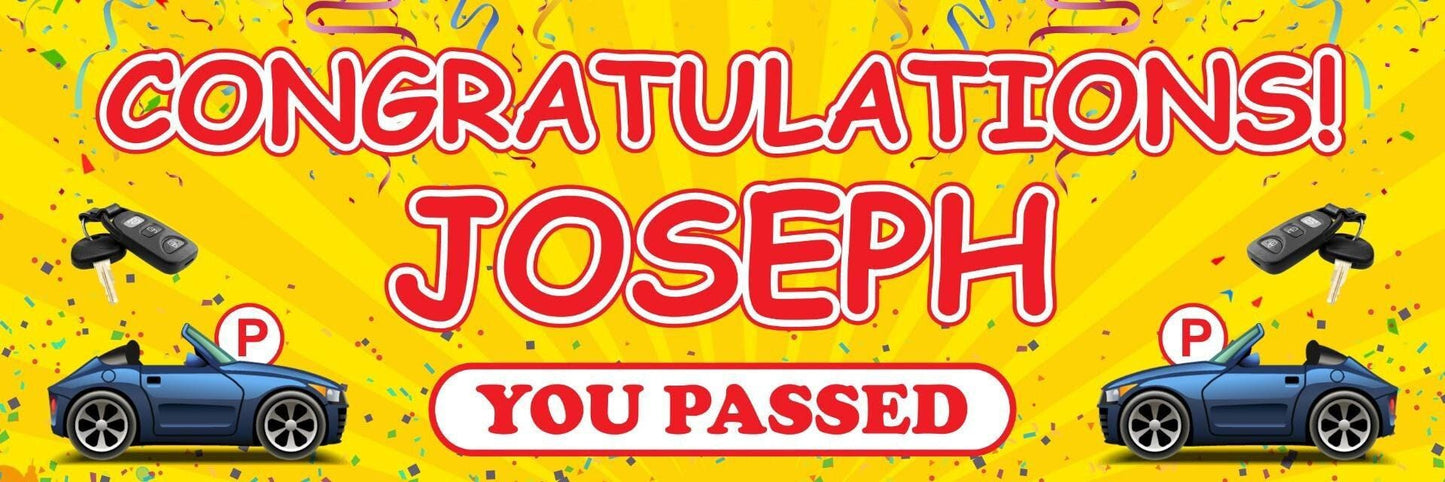 2 Personalised Driving Test Congratulation Banners Party Decoration Posters