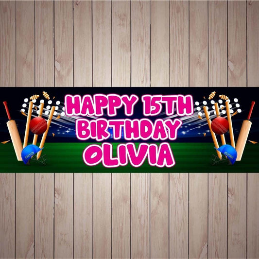2x Personalised Cricket Birthday Banner: Batsmen Party Decoration