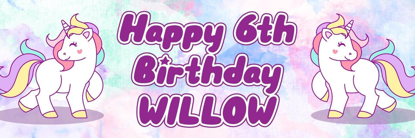 2 Personalised Twin Unicorn Birthday Party Celebration Banner Decoration Posters