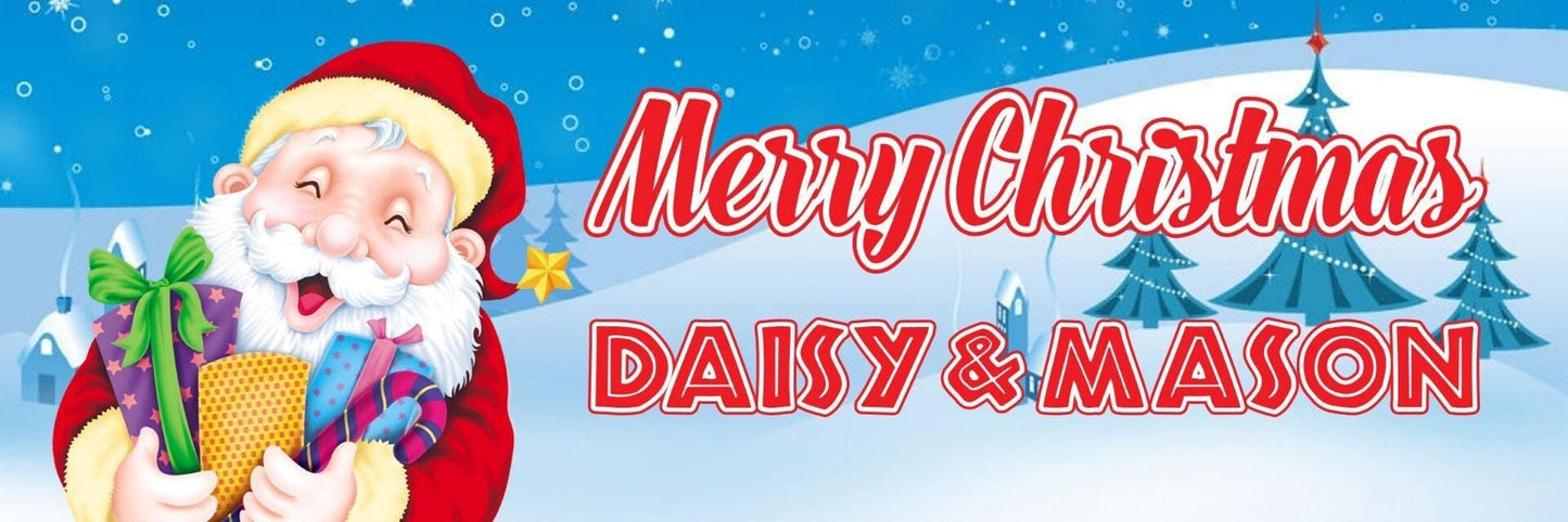 2 Personalised Christmas Santa Or Snowman Xmas Celebration Banners Party Posters