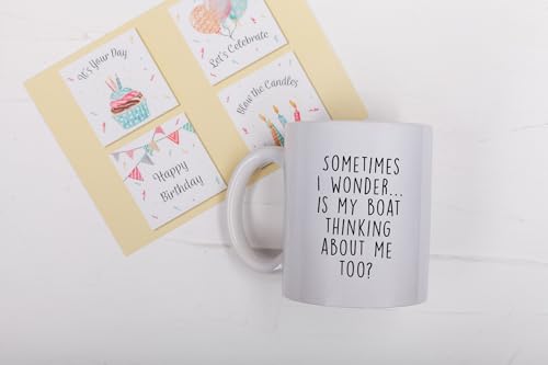 Sometimes I Wonder Is My Boat Is Thinking About Me Too | Ceramic Coffee Mug | Father's Day Gift | Stylish Printed Design | Tea & Coffee Cup | 11oz