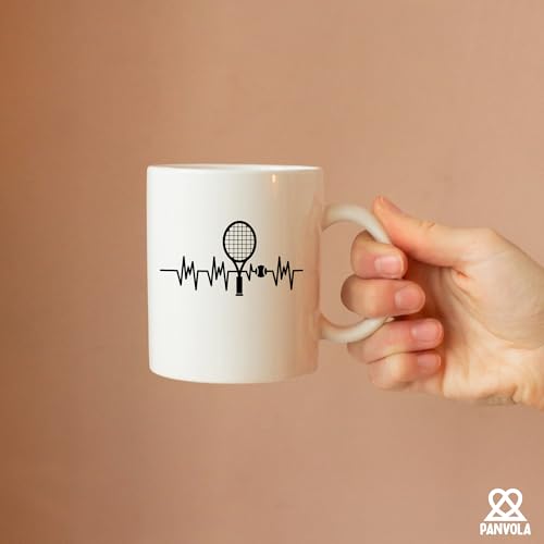 Tennis Heartbeat Sports Gifts For Men Women | Ceramic Coffee Mug | 11 OZ