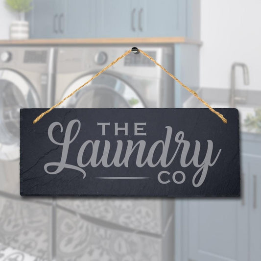 Laundry Laser Engraved Hanging Slate Washing Hub Kitchen Home Rustic Plaque Sign
