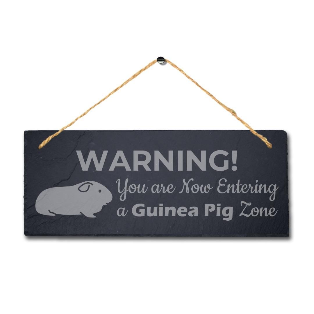 Warning You Entering Guinea Pig Zone Hanging Slate Pig Cote Pigsties Plaque Sign