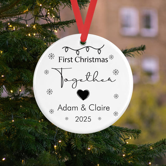 Personalised First Christmas Together Bauble Engaged Decoration Ornament Gift
