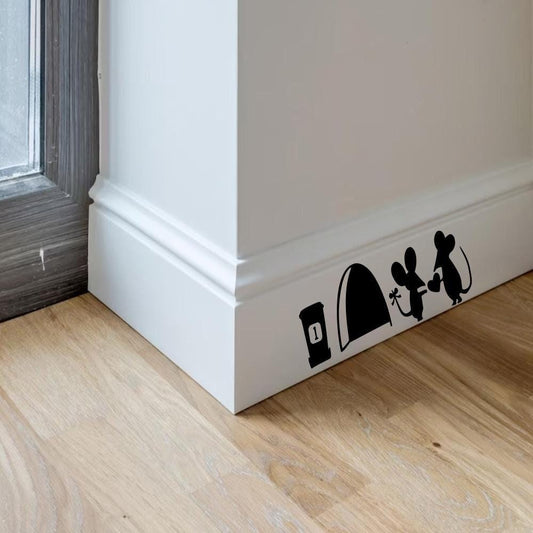 Mouse Love Heart Skirting Board Wall Art Funny Sticker Vinyl Decal Mice Home