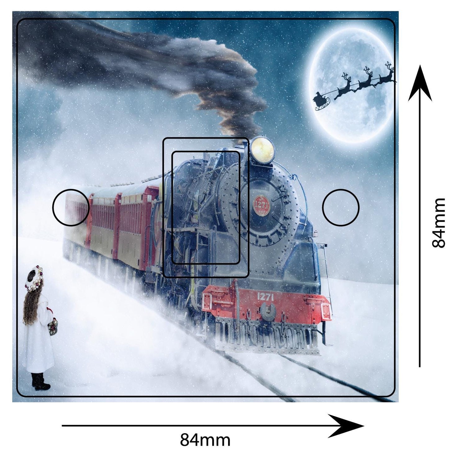 Christmas Train Reindeers Light Switch Sticker Cover Vinyl Skin Wall Decal