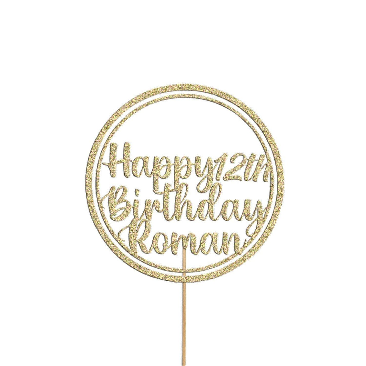 Personalised Glitter Cake Topper: Custom Name & Age