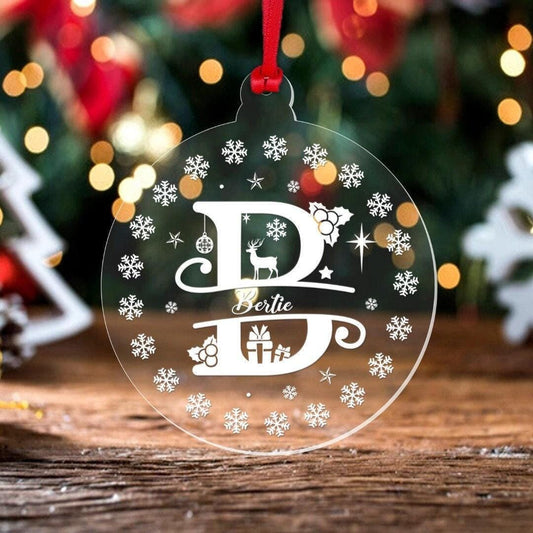 Personalised Christmas Bauble Any Name Monogram Xmas Tree Hanging Decoration Gift