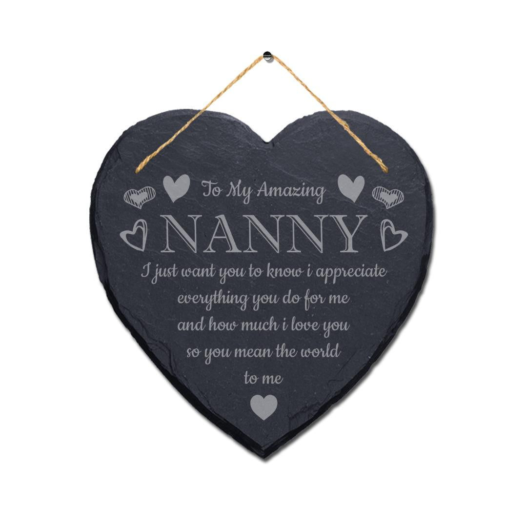 Nan Mothers Day Gifts Nanny Nanna Grandma Hanging Plaque Slate Sign Heart Love Poem