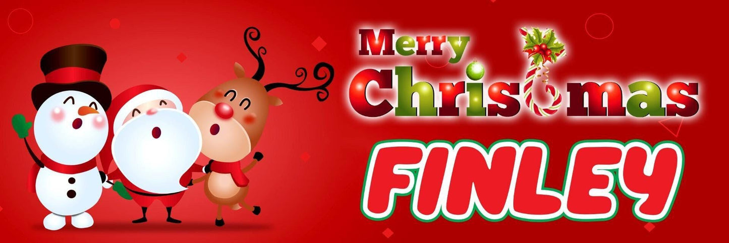 2 Personalised Christmas Santa And Rudolf Party Celebration Banners Posters