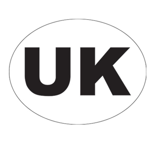 UK Oval Car Sticker: Self Adhesive Vinyl - Set of 2 (18x13cm)