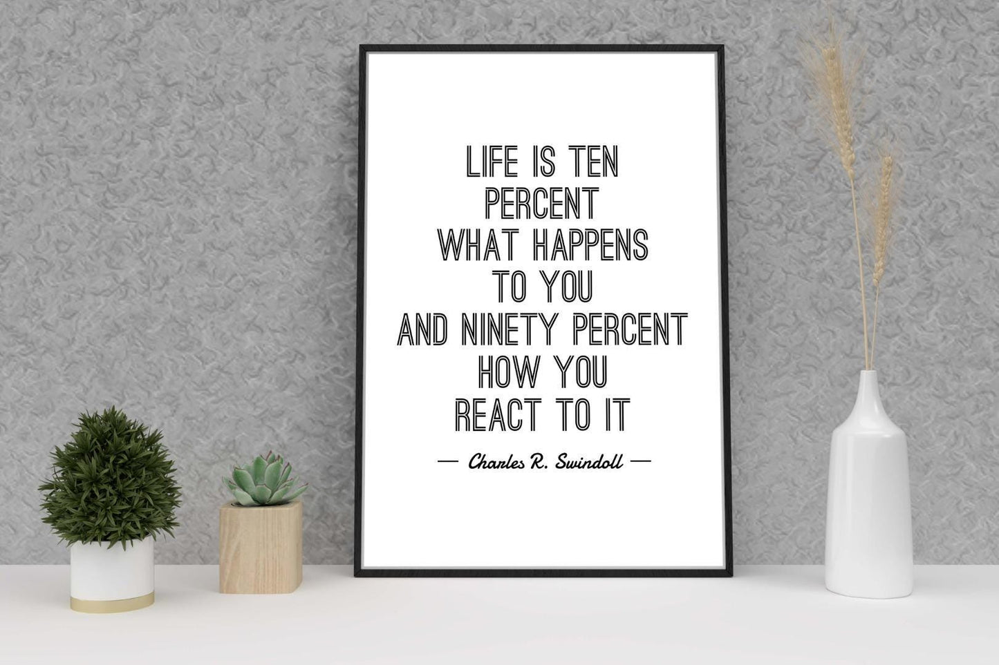 Life Is Ten Percent What Happens Motivational Positive Quote Poster Wall