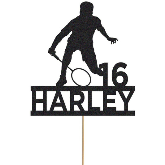 Personalised Badminton Cake Topper: Glitter Birthday Party Decoration