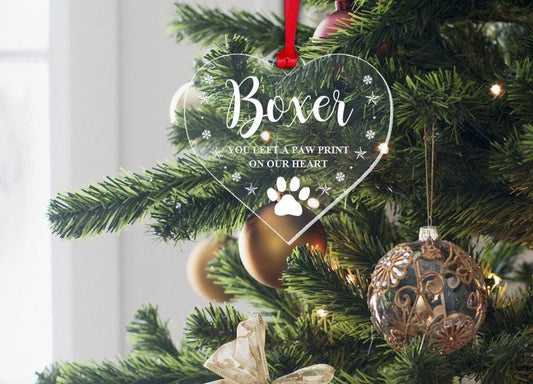 Personalised Pet Memory Christmas Bauble Dog Memorial Xmas Heart Keepsake Gift