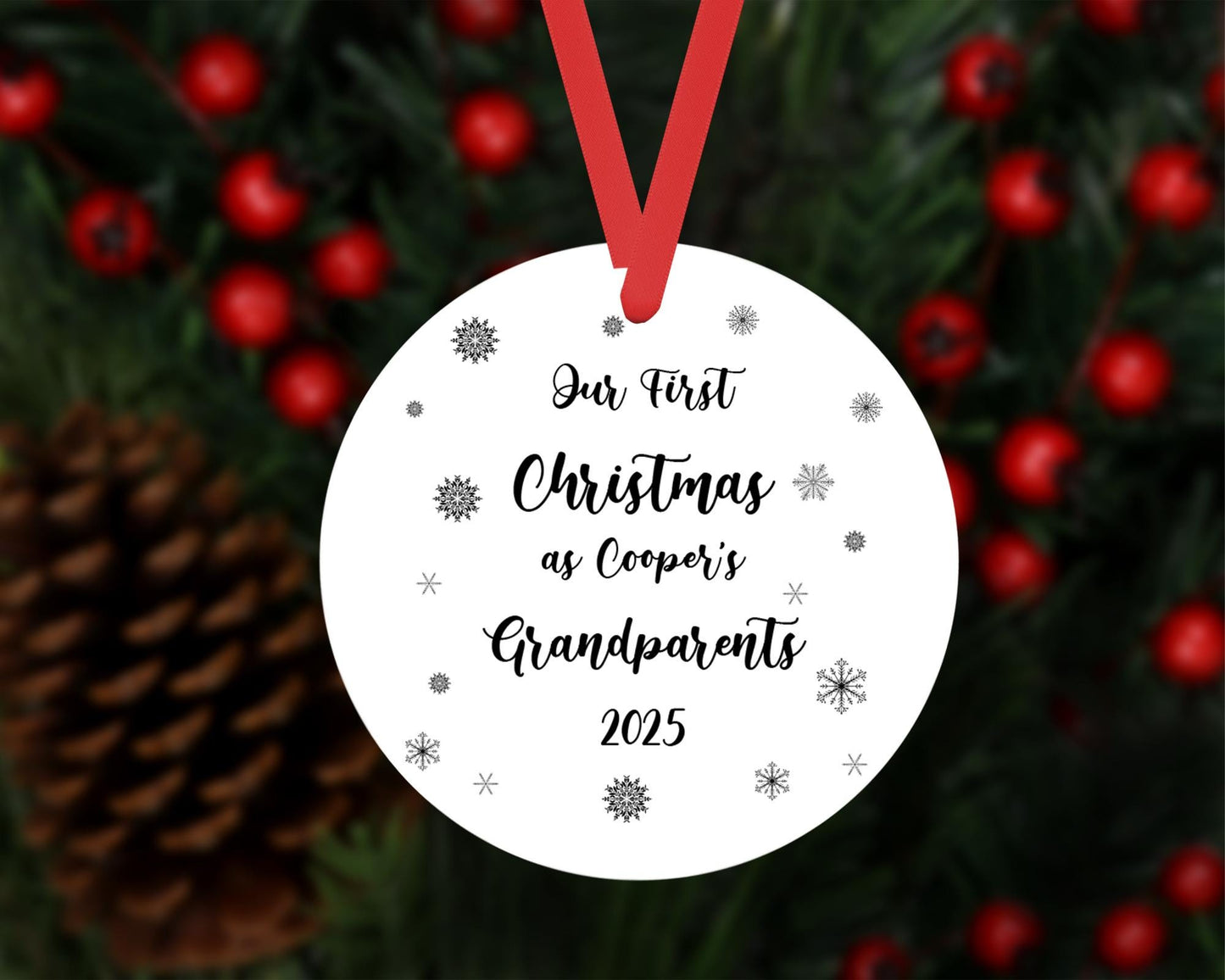 First Christmas As Grandparents Bauble Xmas Personalised Ceramic Ornament Gift