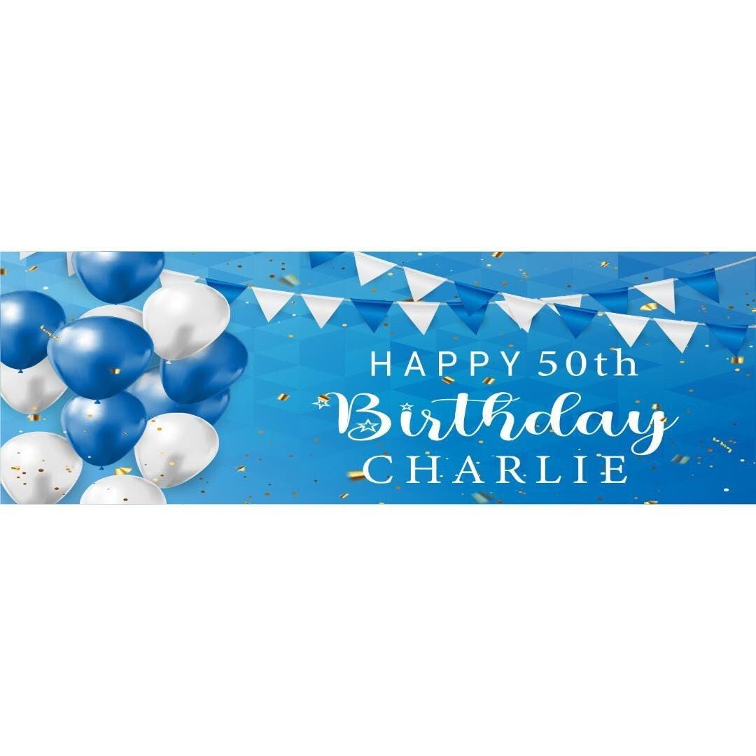 Personalised Birthday Banner: Blue Theme Party Decor