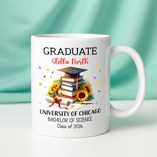 Personalized Graduation Cap Sunflower | Customised Coffee Mug | 11 OZ