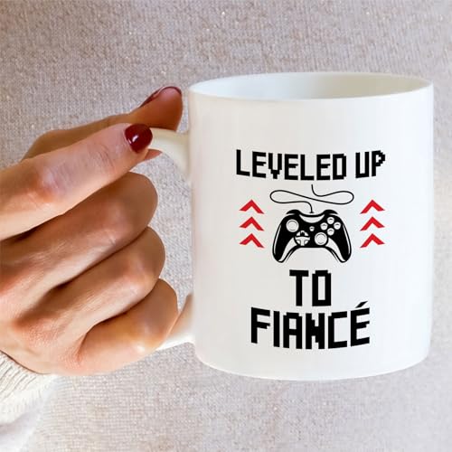 Funny Leveled Up to Fianc Humorous Engagement | Ceramic Coffee Mug | 11 OZ