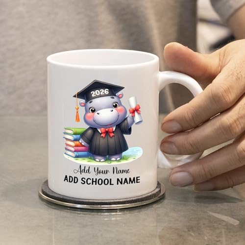 Personalized Hippo Graduate with Name Year | Customised Coffee Mug | 11 OZ