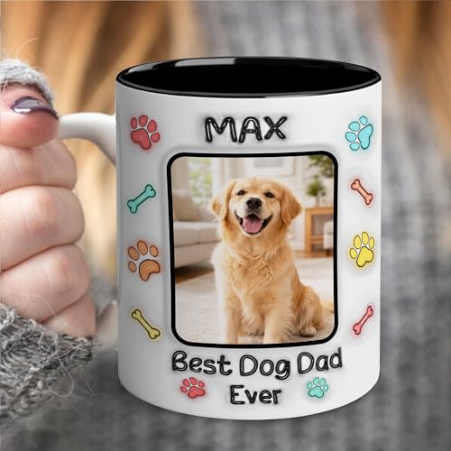 Personalized Dog Dad for fathers day mug | Ceramic Coffee Mug | Father's Day Gift | Stylish Printed Design | Tea & Coffee Cup | 11oz | Black Two-Tone Design