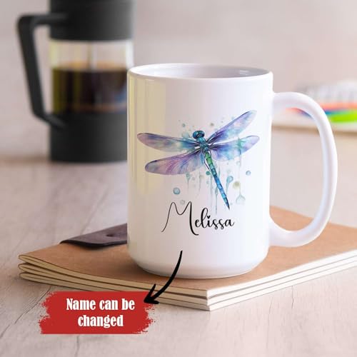 Personalized Name Dragonfly Lover Gift | Customised Coffee Mug | 11 OZ
