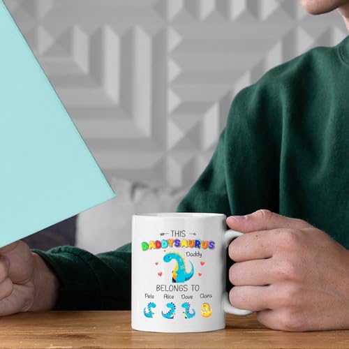 This Daddysaurus Belongs To 4 Kids | Customised Coffee Mug | 11 OZ