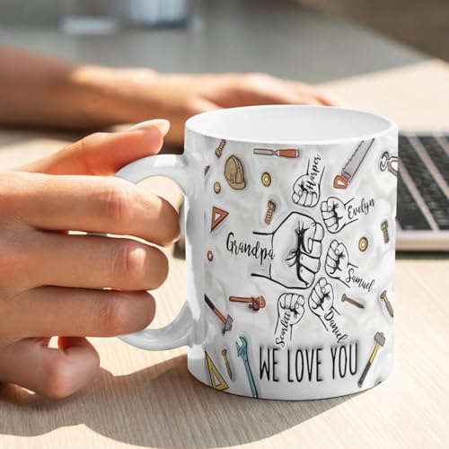 Custom Grandpa with Names Personalized Fist | Customised Coffee Mug | 11 OZ