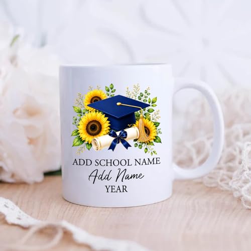 Graduation Cap Accent with Custom Name | Customised Coffee Mug | 11 OZ