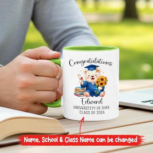 Graduation Polar Bear Accent Personalized | Customised Coffee Mug | 11 OZ