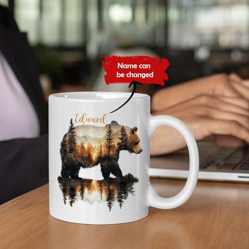 Bear And Mountains Personalized Name Custom | Customised Coffee Mug | 11 OZ