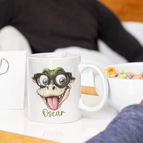 Personalized Name Cartoon Crocodile Novelty | Customised Coffee Mug | 11 OZ