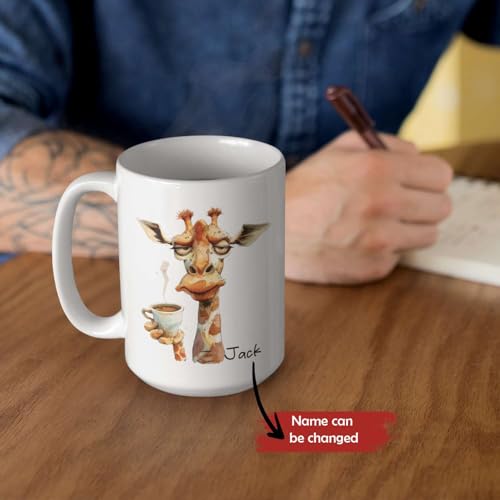 Hilarious Giraffe Custom Name Animal Accent | Customised Coffee Mug | 11 OZ
