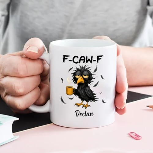 Caw-F Raven Sarcastic Accent Humorous | Customised Coffee Mug | 11 OZ