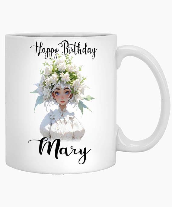 Personalized Name Happy Birthday Mary with | Customised Coffee Mug | 11 OZ