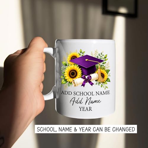 Personalized School Name Graduation Cap | Customised Coffee Mug | 11 OZ