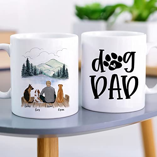 Personalized Dog Dad for 3 Dogs | Ceramic Coffee Mug | Father's Day Gift | Stylish Printed Design | Tea & Coffee Cup | 11oz