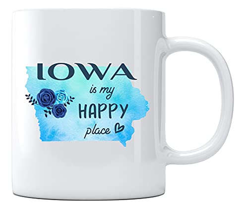 Mothers Day Iowa Is My Happy Place Gifts Long | Ceramic Coffee Mug | 11 OZ
