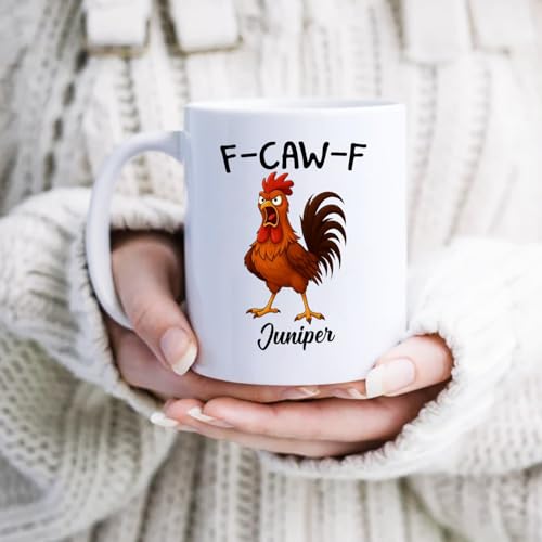 Personalized Caw-F Chicken Pun 11 Custom | Customised Coffee Mug | 11 OZ