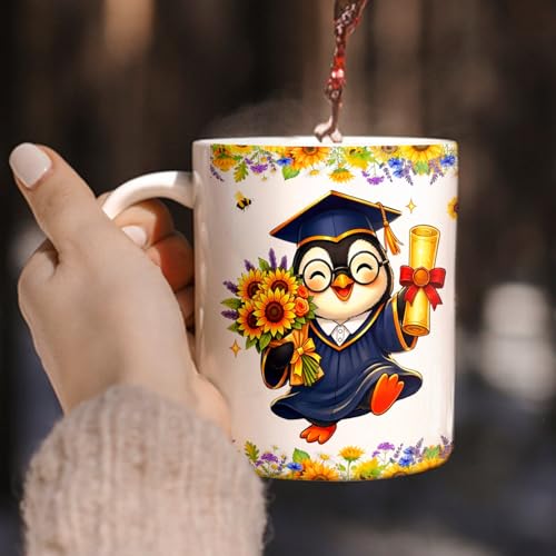 Penguin Teacup Gift For Congrats Graduation | Customised Coffee Mug | 11 OZ