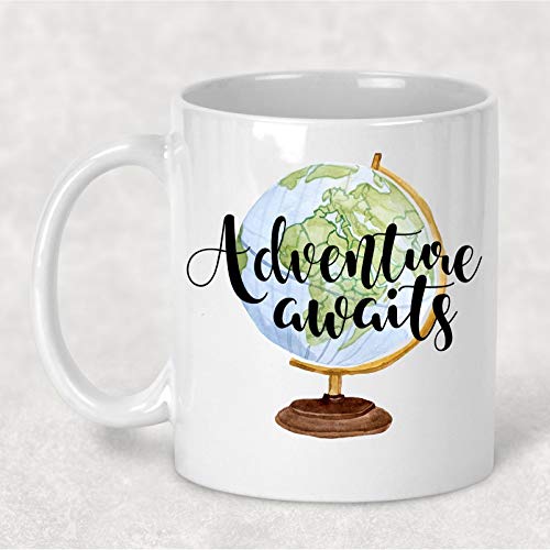Adventure Awaits Watercolor Globe Graduation | Ceramic Coffee Mug | 11 OZ