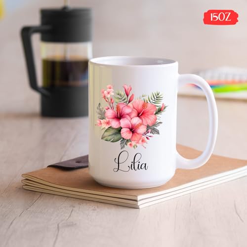 Unique Hibiscus Gift For Flower Lovers | Customised Coffee Mug | 11 OZ