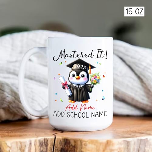 Personalized Penguin Graduate Gift for | Customised Coffee Mug | 11 OZ