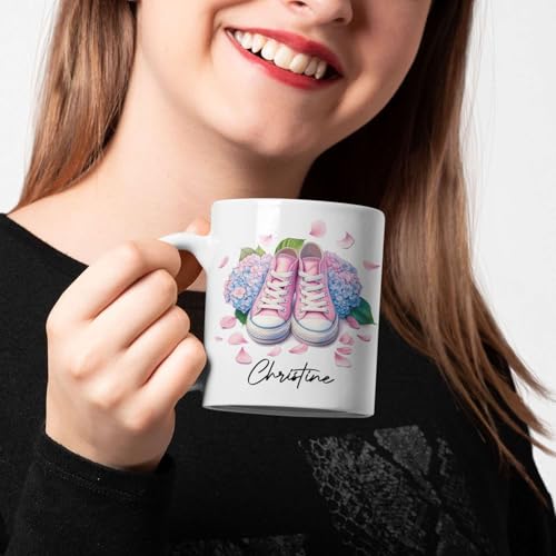 Hydrangea And Shoes Design Custom Name Gift | Customised Coffee Mug | 11 OZ