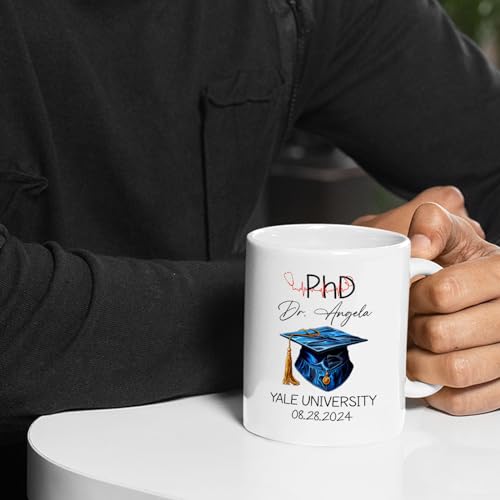 PhD Congrats Graduation Cap Personalized | Customised Coffee Mug | 11 OZ