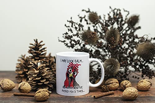 Funny Rooster I May Look Calm But In My Head | Ceramic Coffee Mug | 11 OZ