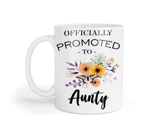Officially Promoted To Aunty Mug & Coaster Set Aunt New Baby Birthday Tea Gift
