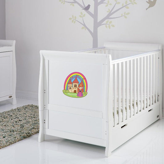 Personalised Name Princess Castle Vinyl Wall Sticker Girls Bedroom Kids Nursery